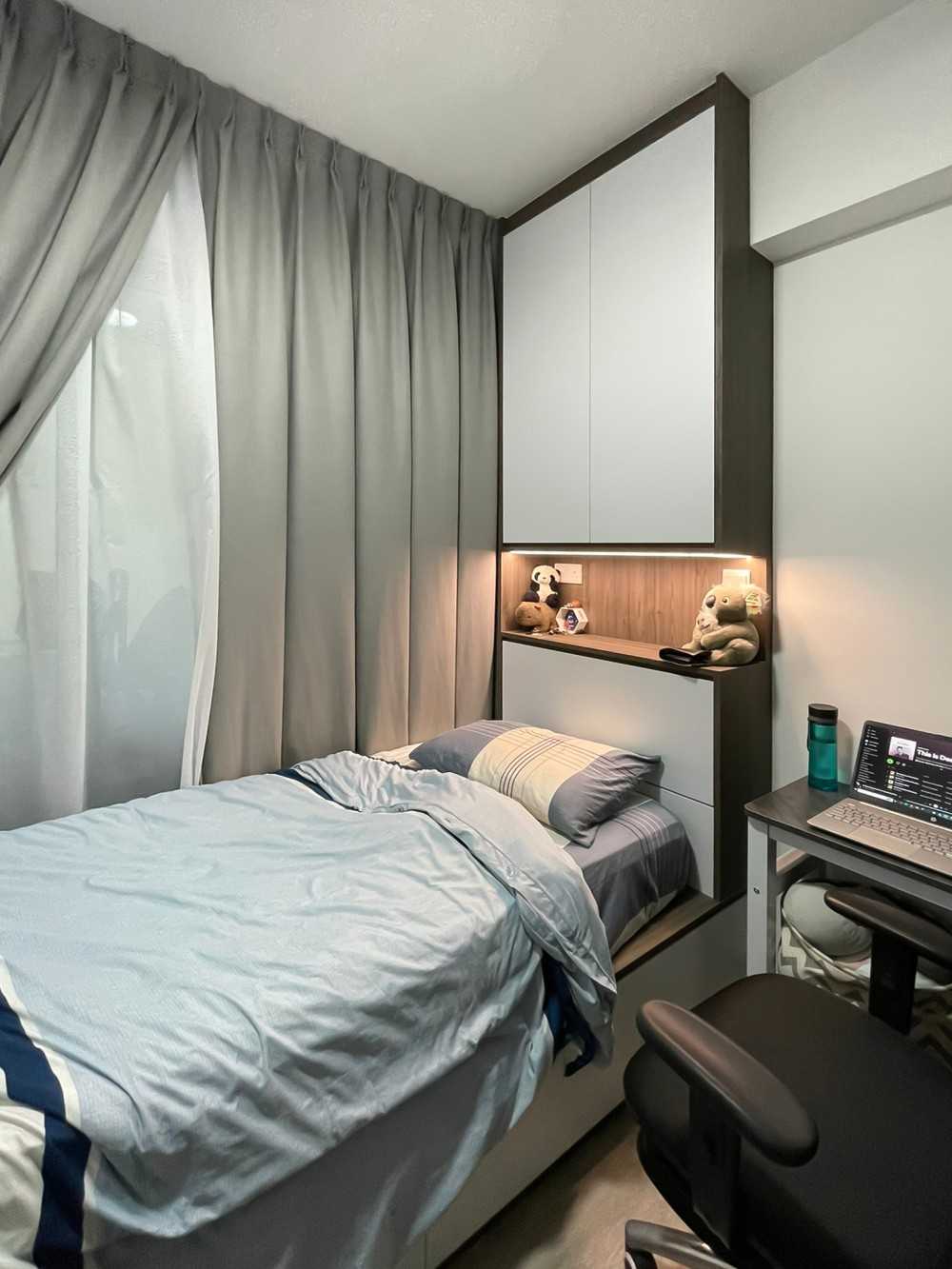 Scandinavian Bedroom with Feature Wall and Built-in Bed