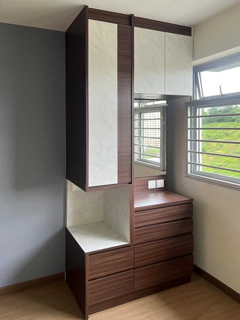 Scandinavian Bedroom with Bedside Table and Bedroom Dresser