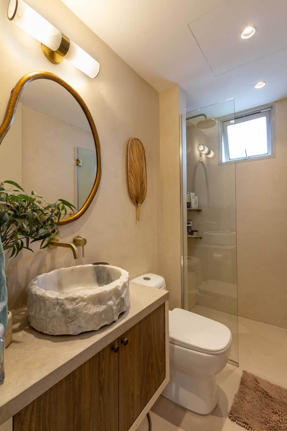 Minimalist Bathroom with Mirror and Bathroom Mirrors
