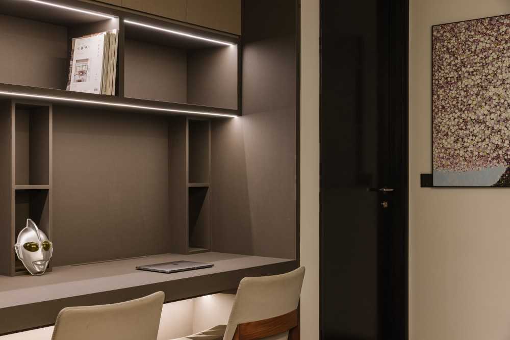 Contemporary Home Office with Desk and Desk Chairs