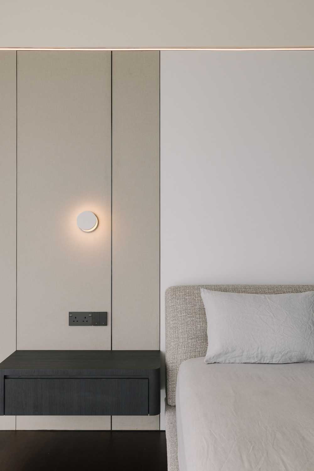 Contemporary Bedroom with Bedside Table and Small Storage