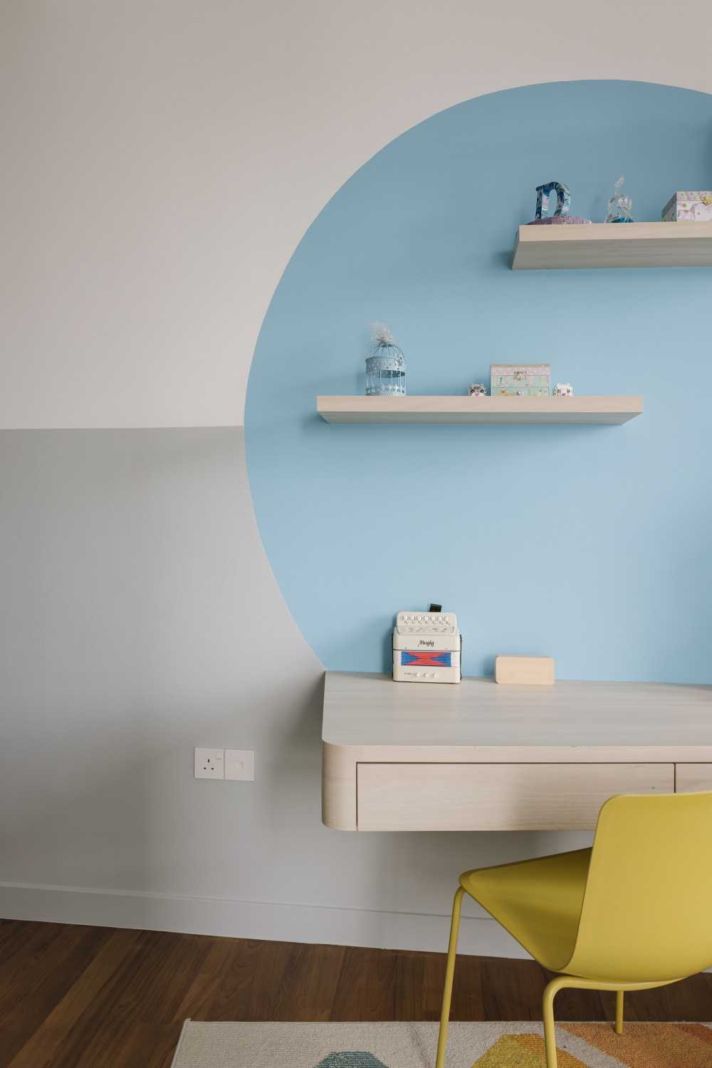 Modern Bedroom with Wall Shelves and Open Storage