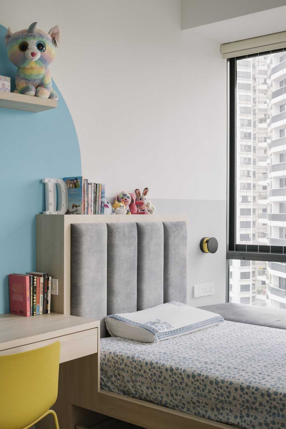 Modern Bedroom with Roller Blinds and Console Table