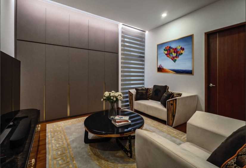 Modern Home Theatre with TV Console and Sofa