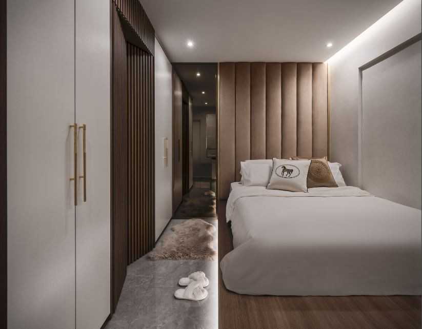 Contemporary Bedroom with Ceiling Light and Queen Bed