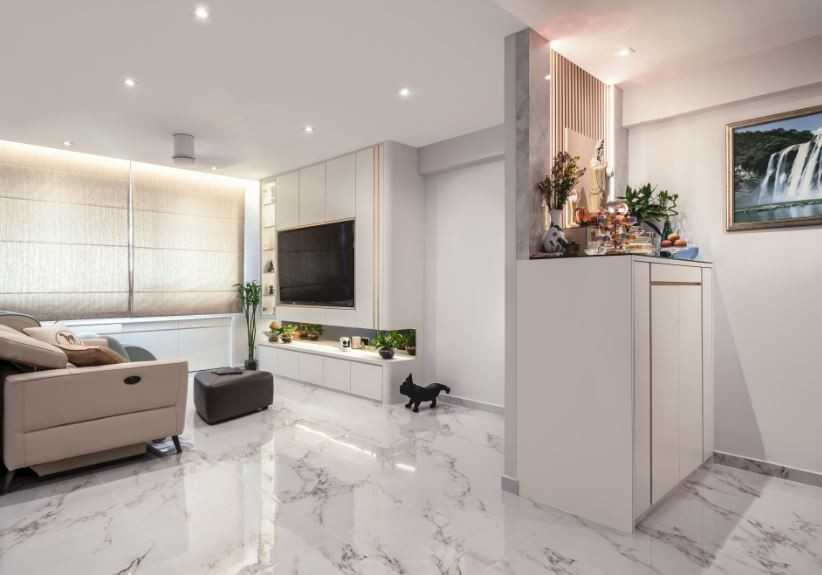 Contemporary Living Room with TV Console and Sofa
