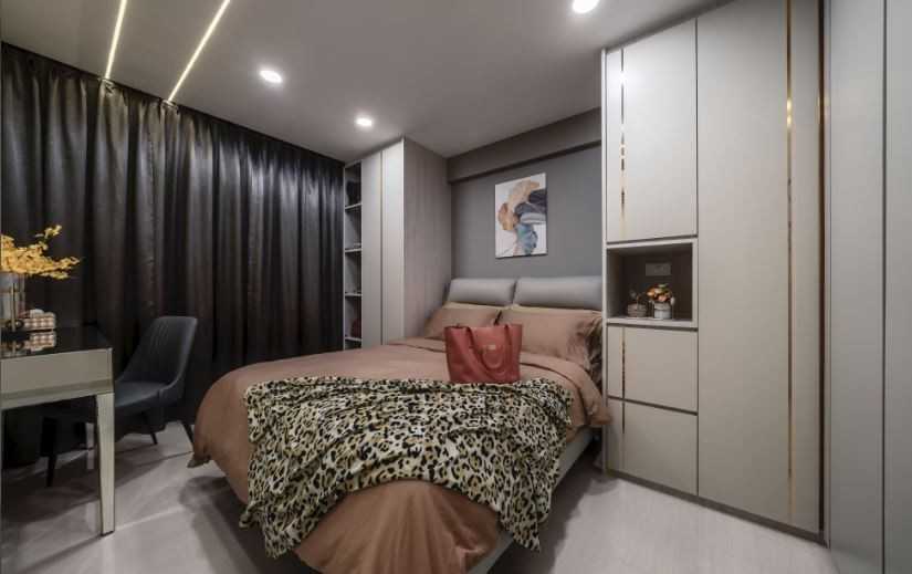Modern Bedroom with Bed and Lighting