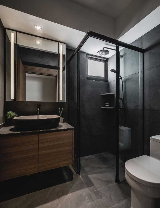 Contemporary Bathroom with Countertop and Mirror