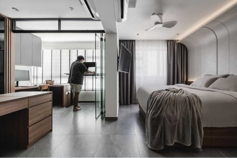Contemporary Study with Bookshelf and Desk