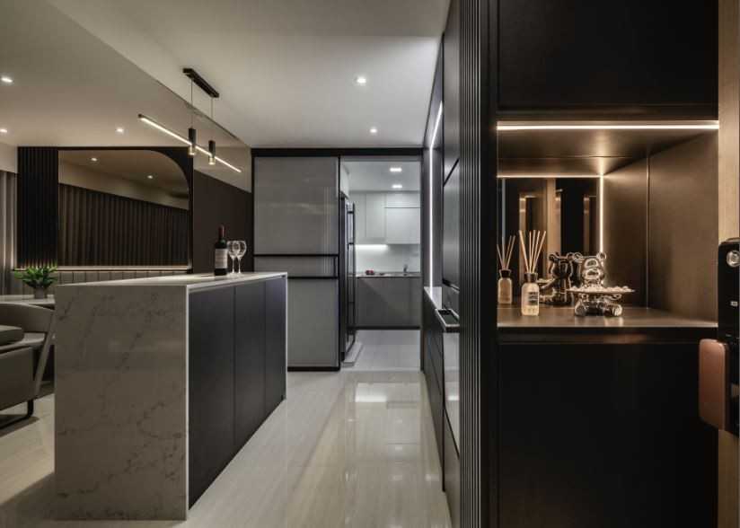 Contemporary Entryway with Mirror and Small Storage
