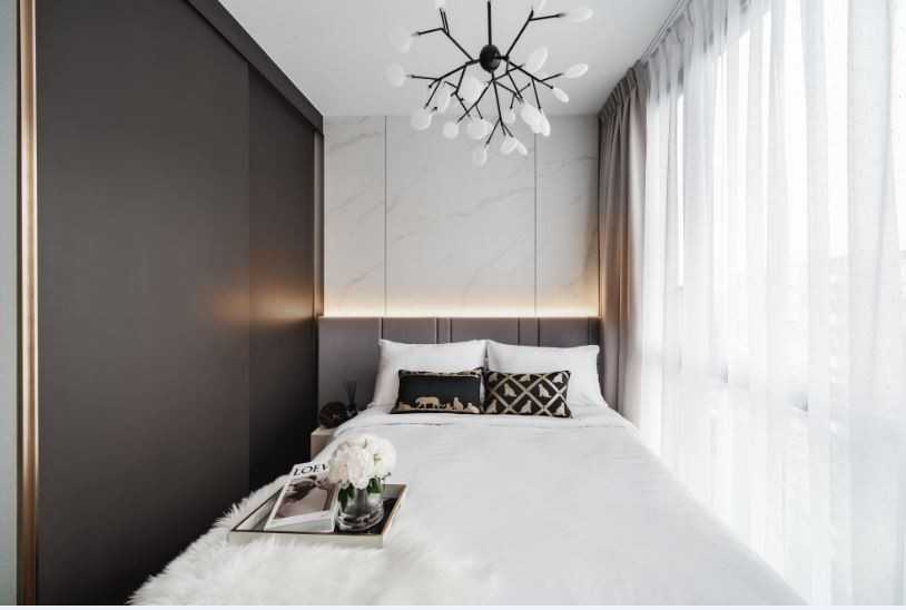 Contemporary Bedroom with Drop Light and Ceiling Light
