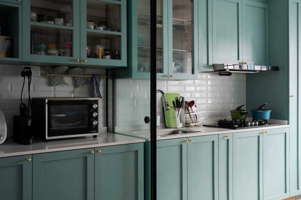 Transitional Kitchen with Marble Floor and Wood Flooring