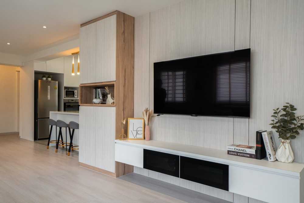 Modern Living Room with TV Console and Side Table