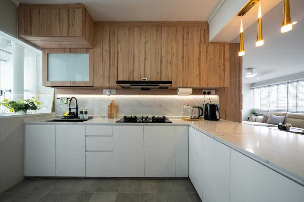 Modern Kitchen with Countertop and Vinyl Flooring
