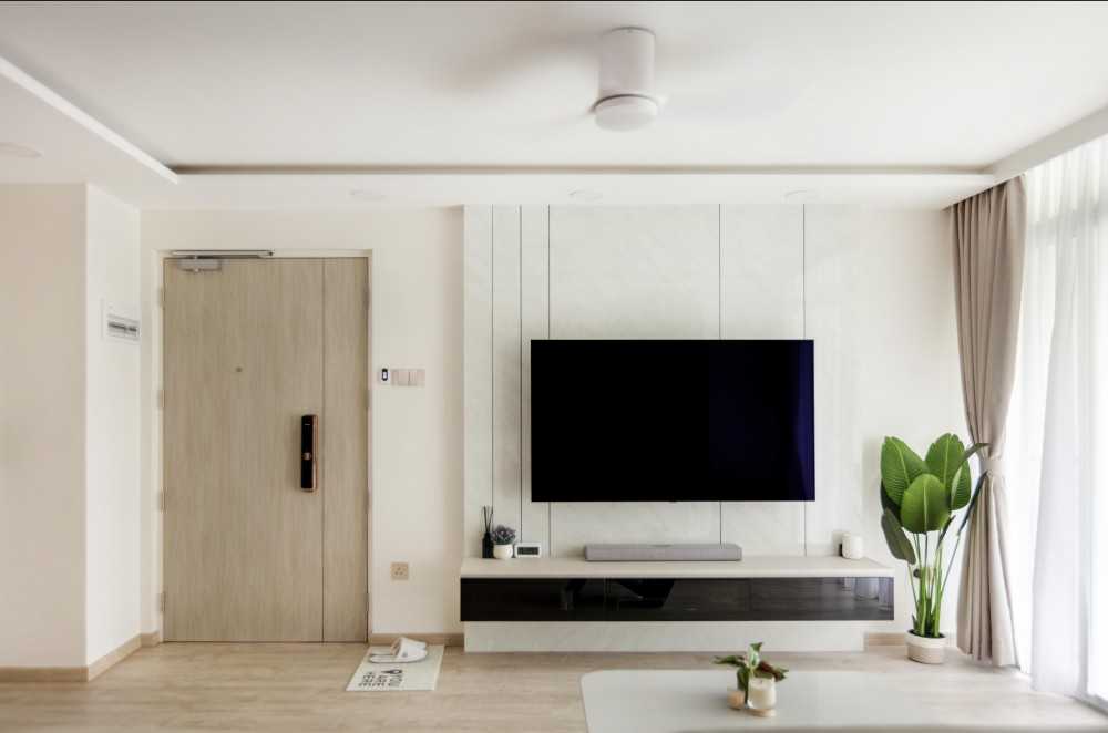 Modern Living Room with TV Console and Feature Wall