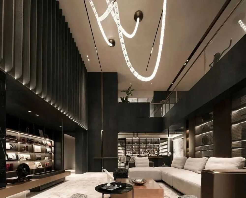 Contemporary Living Room with Homogeneous Tiles and TV Console