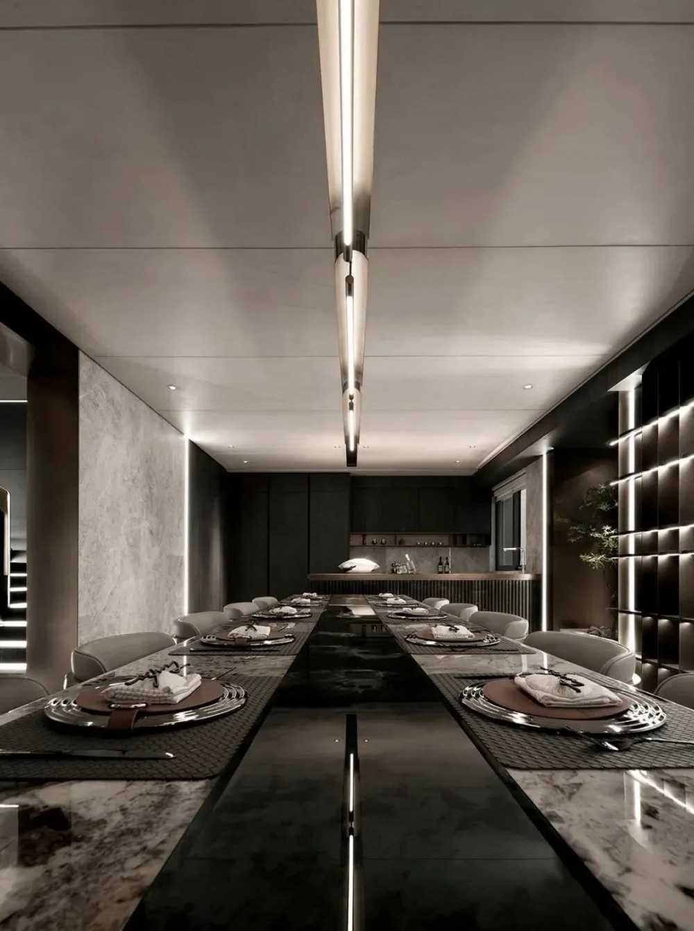 Contemporary Dining Room with Ceiling Light and Dining Table