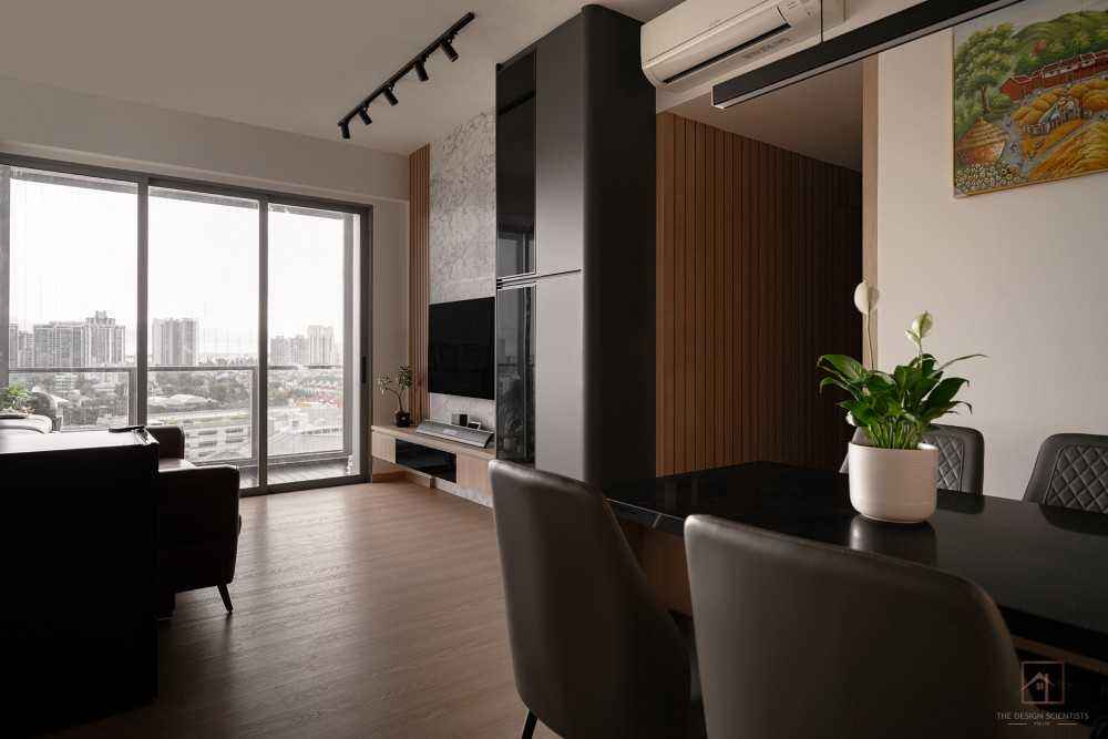 Contemporary Living Room with Wood Flooring and TV Console