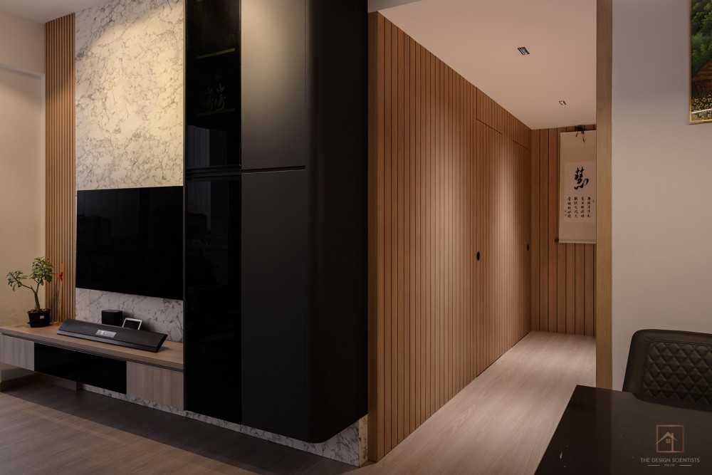 Contemporary Living Room with Wood Flooring and TV Console