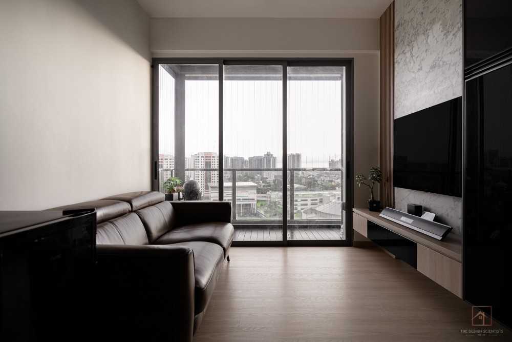 Contemporary Living Room with Wood Flooring and TV Console