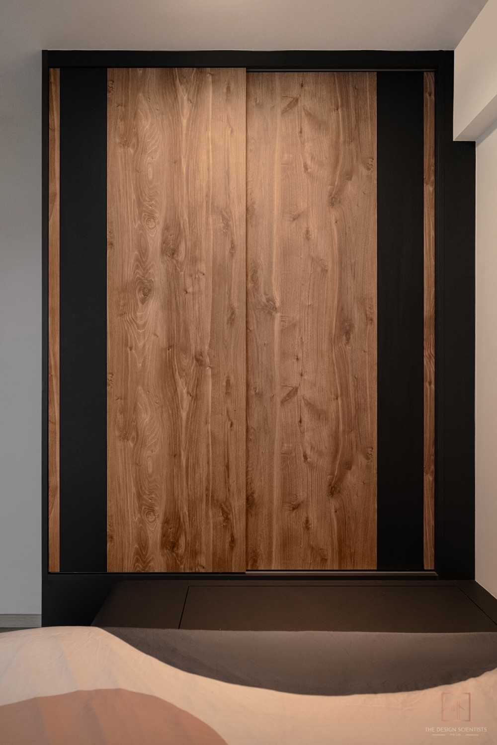 Contemporary Bedroom with Wood Flooring and Wardrobe