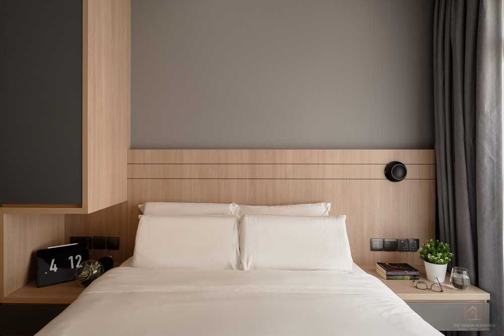 Contemporary Bedroom with Cove Lighting and Built-in Bed