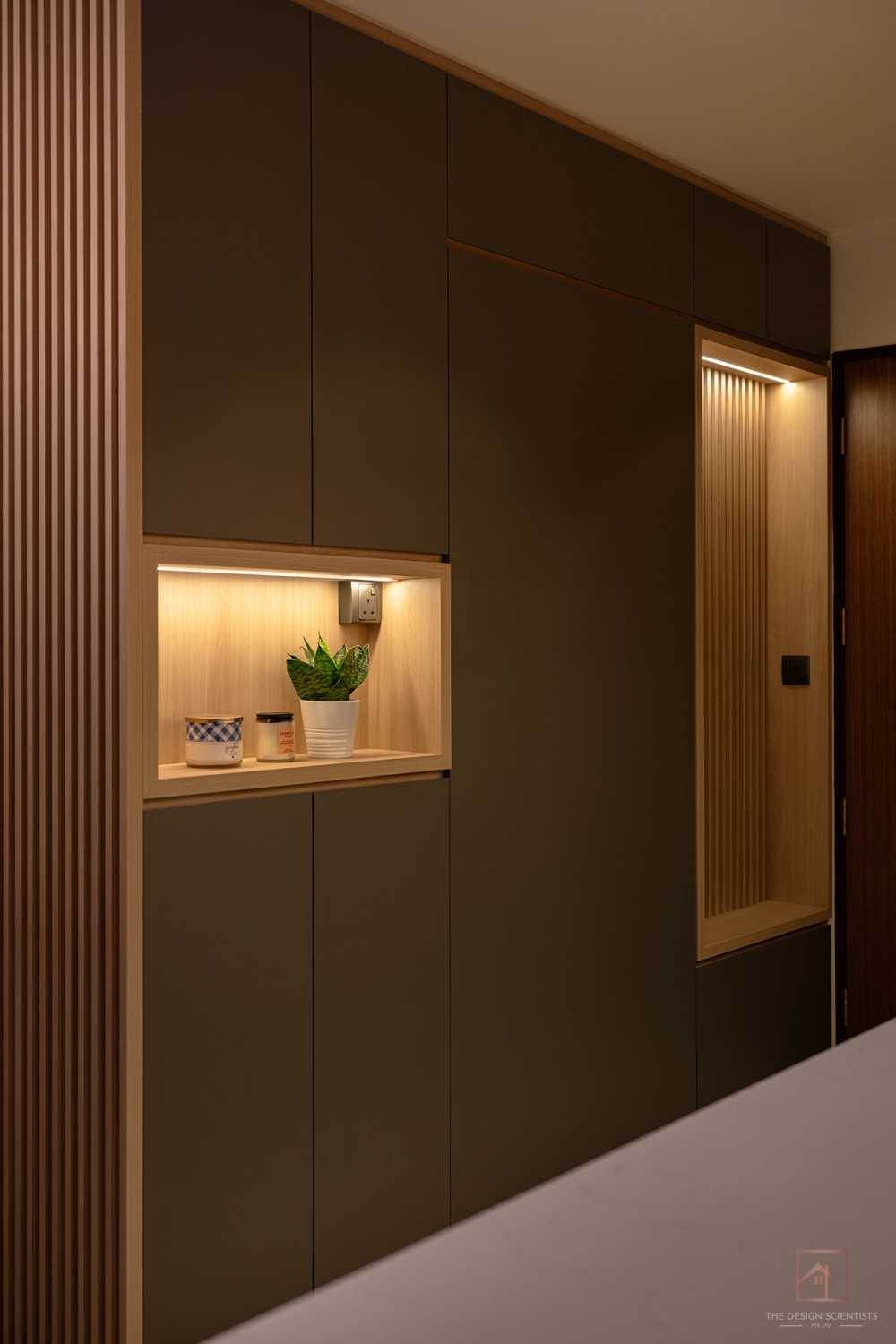 Contemporary Entryway with Feature Wall and Seating Bench