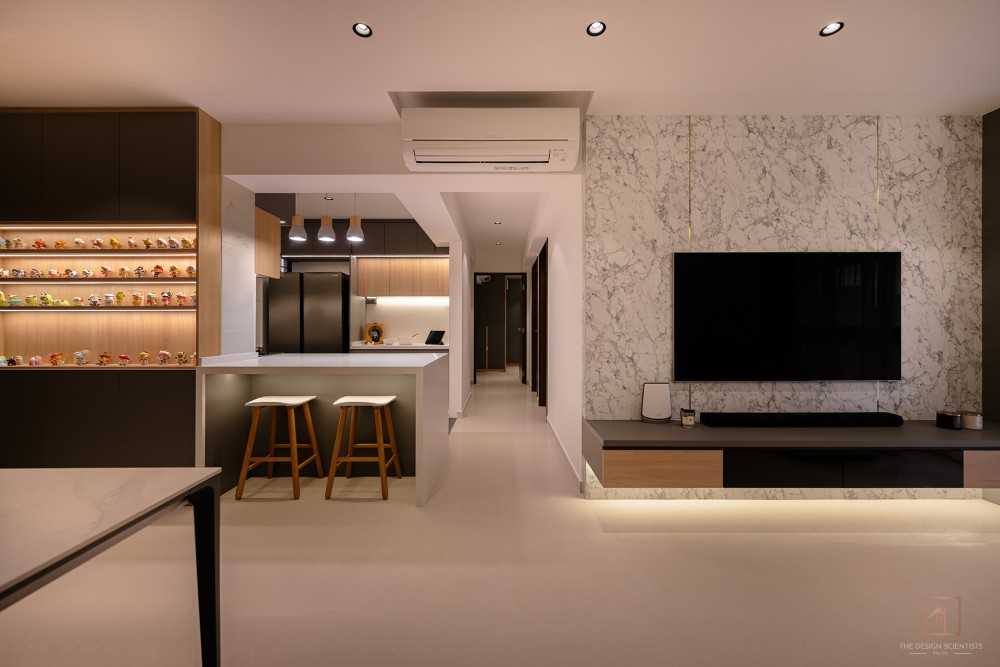 Contemporary Living Room with TV Console and Feature Wall
