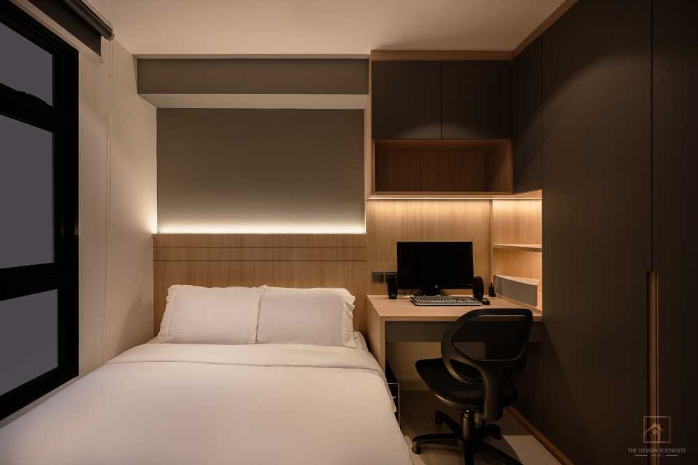 Contemporary Bedroom with Bookshelf and Cove Lighting