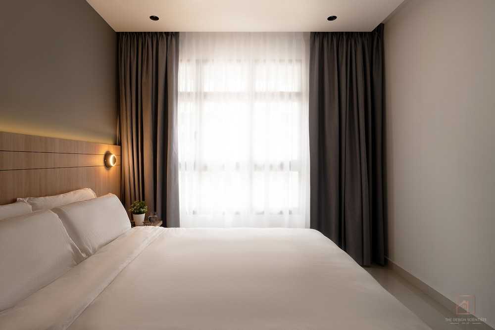 Contemporary Bedroom with Cove Lighting and Built-in Bed