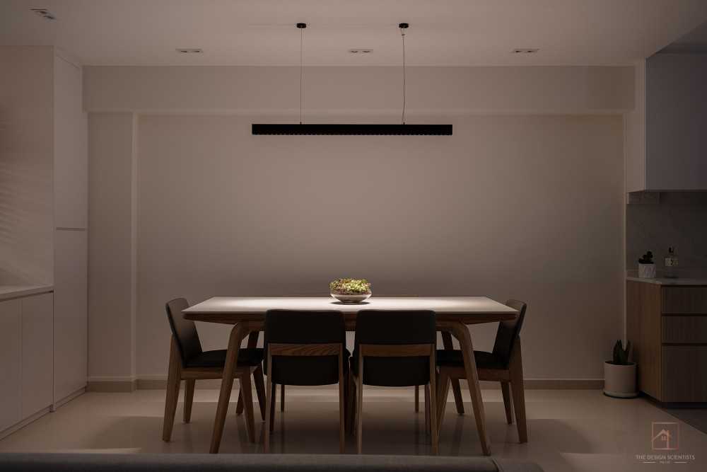 Scandinavian Dining Room with Drop Light and Dining Table
