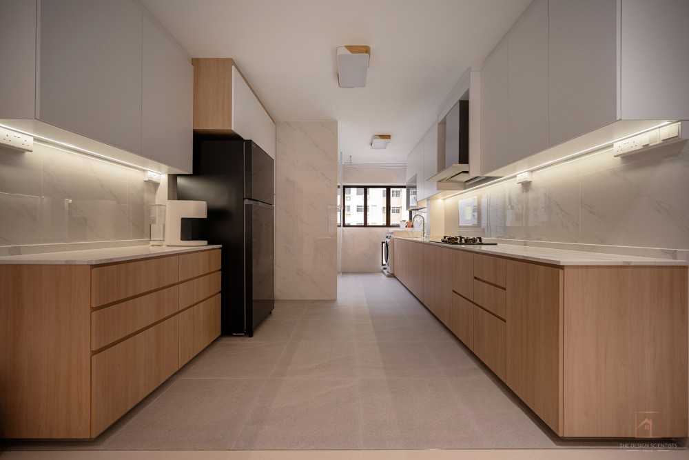 Scandinavian Kitchen with Countertop and Breakfast Counter