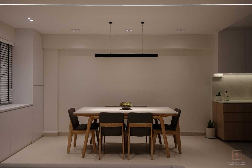 Scandinavian Dining Room with Drop Light and Dining Table