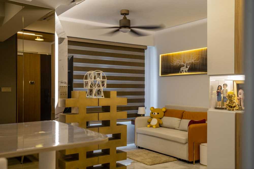 Contemporary Living Room with Drop Light and Ceiling Light
