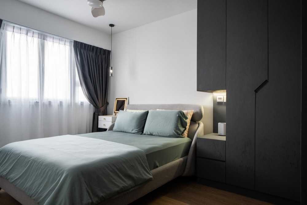 Contemporary Bedroom with Downlights and Queen Bed