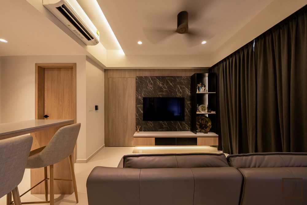 Contemporary Living Room with TV Console and Sofa