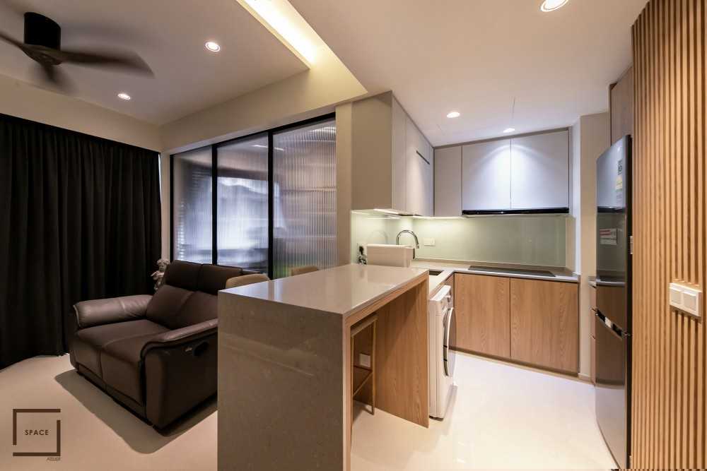Contemporary Kitchen with Countertop and Cupboard
