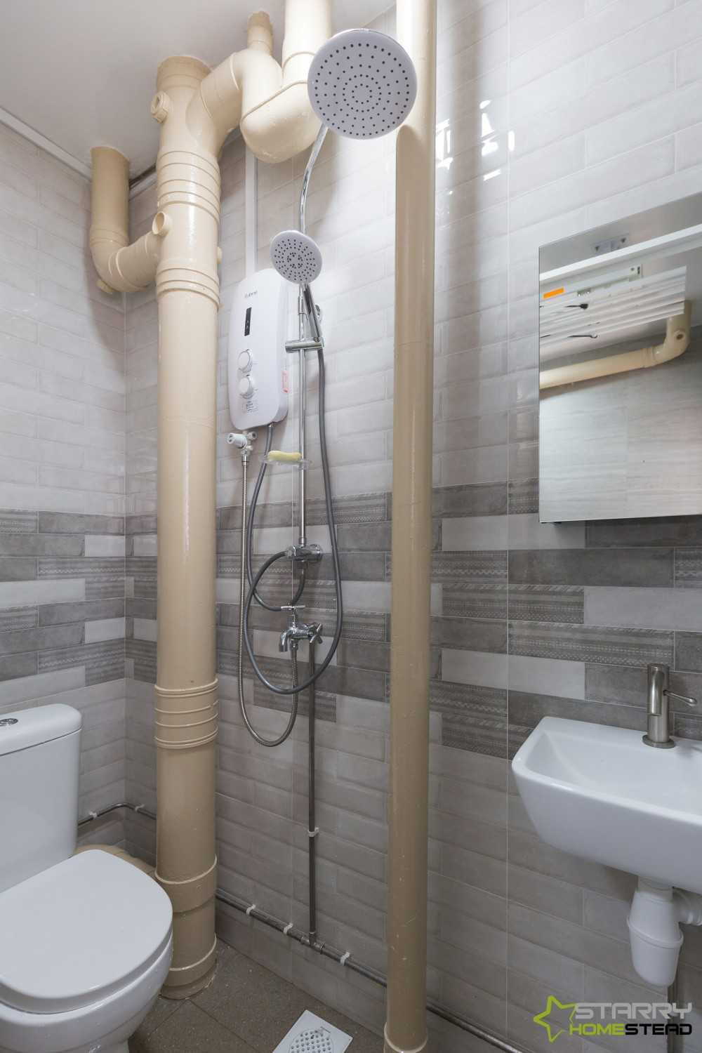 Scandinavian Bathroom with Mirror and Bathroom Mirrors