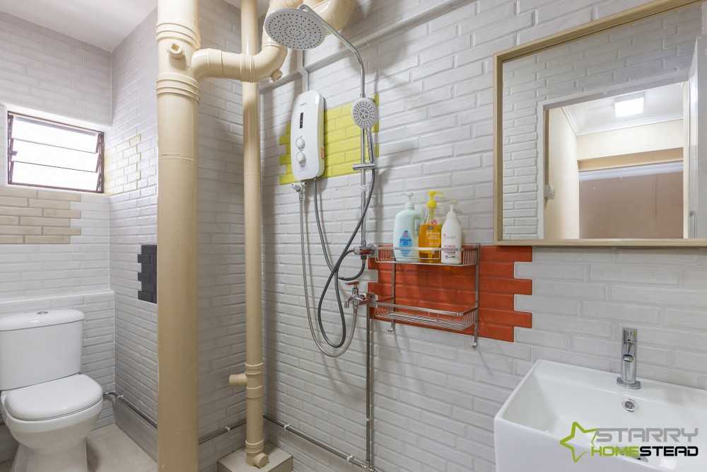 Scandinavian Bathroom with Mirror and Vanity Counter