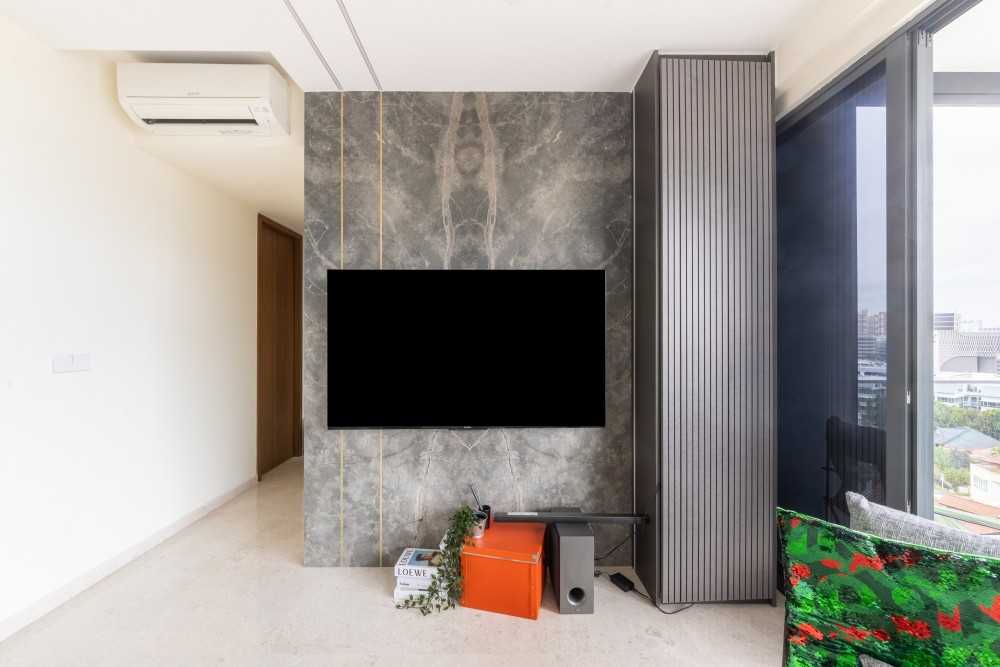 Modern Living Room with Feature Wall and TV