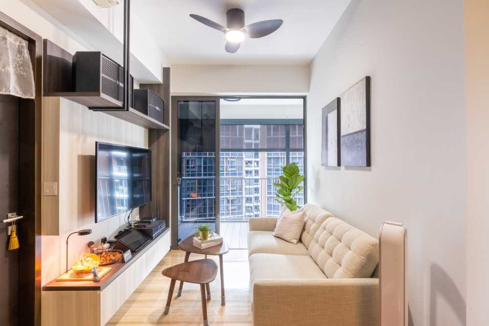 Minimalist Living Room with TV Console and Sofa