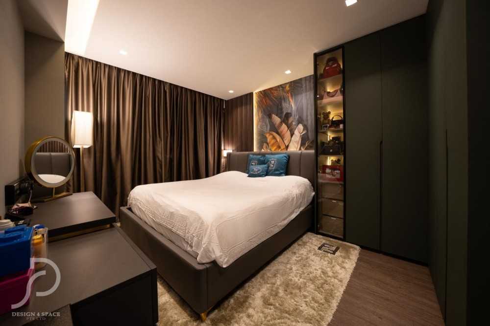 Modern Bedroom with Platform Bed and Vinyl Flooring