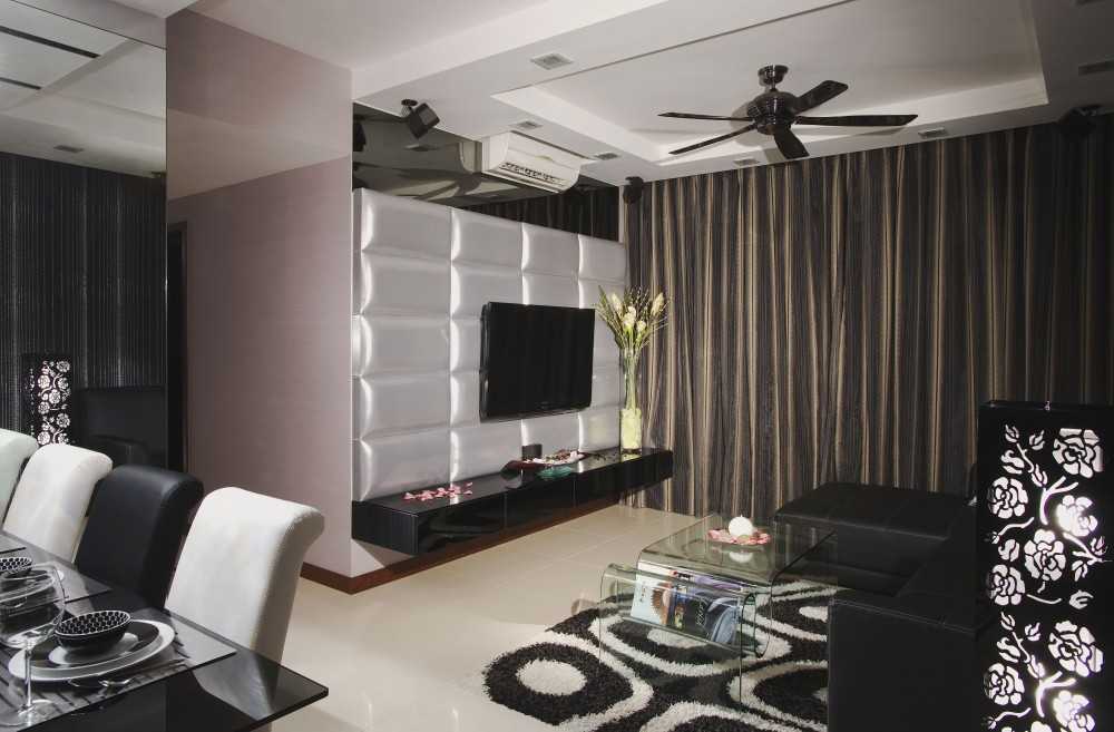 Modern Living Room with Marble Floor and Mirror