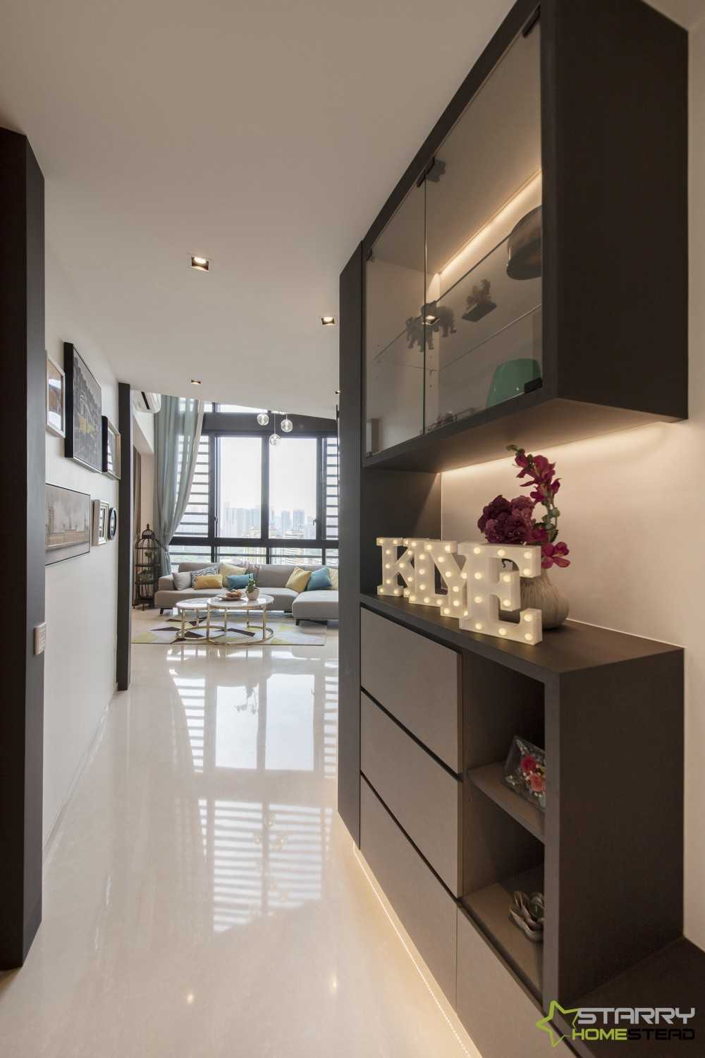 Contemporary Entryway with Display Cabinets and Shoe Cabinets