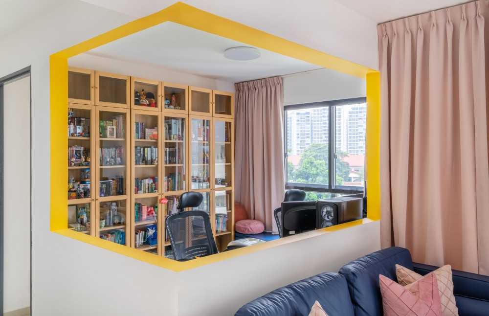 Modern Home Office with Bookshelf and Storage Cabinets