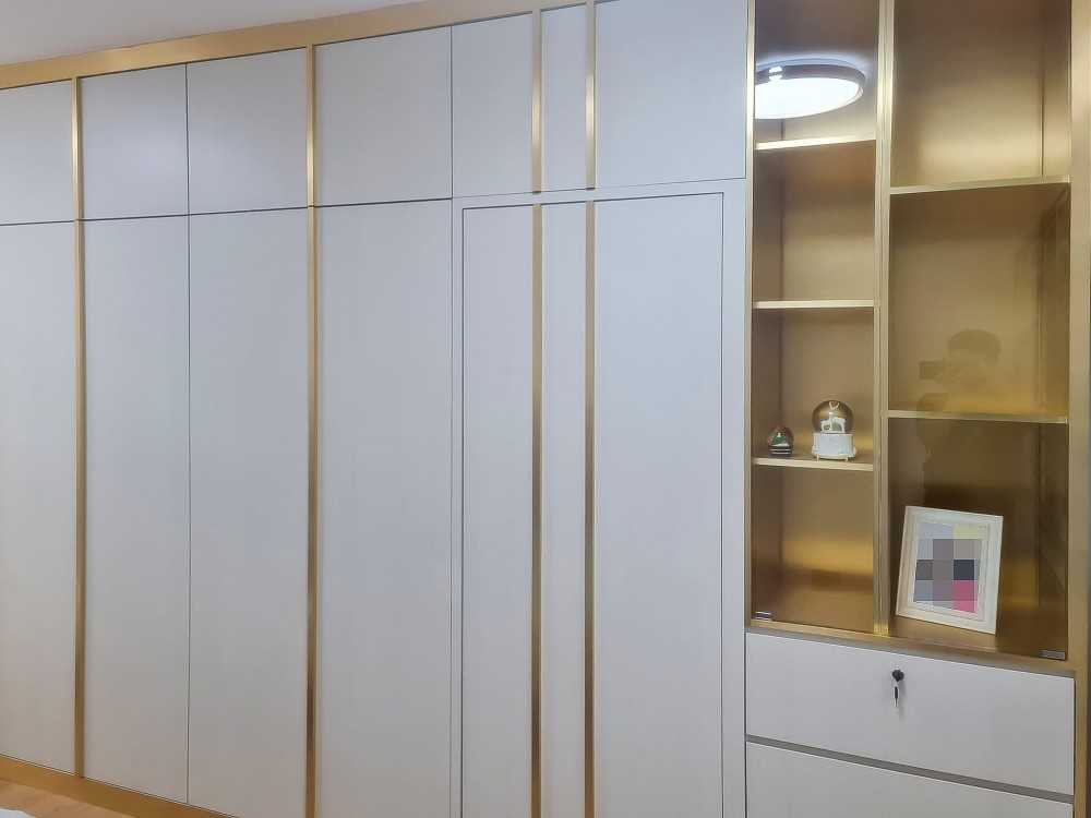 Scandinavian Bedroom with Wardrobe and Paintings