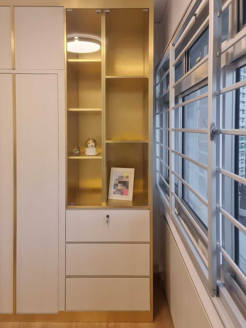 Scandinavian Bedroom with Wardrobe and Paintings