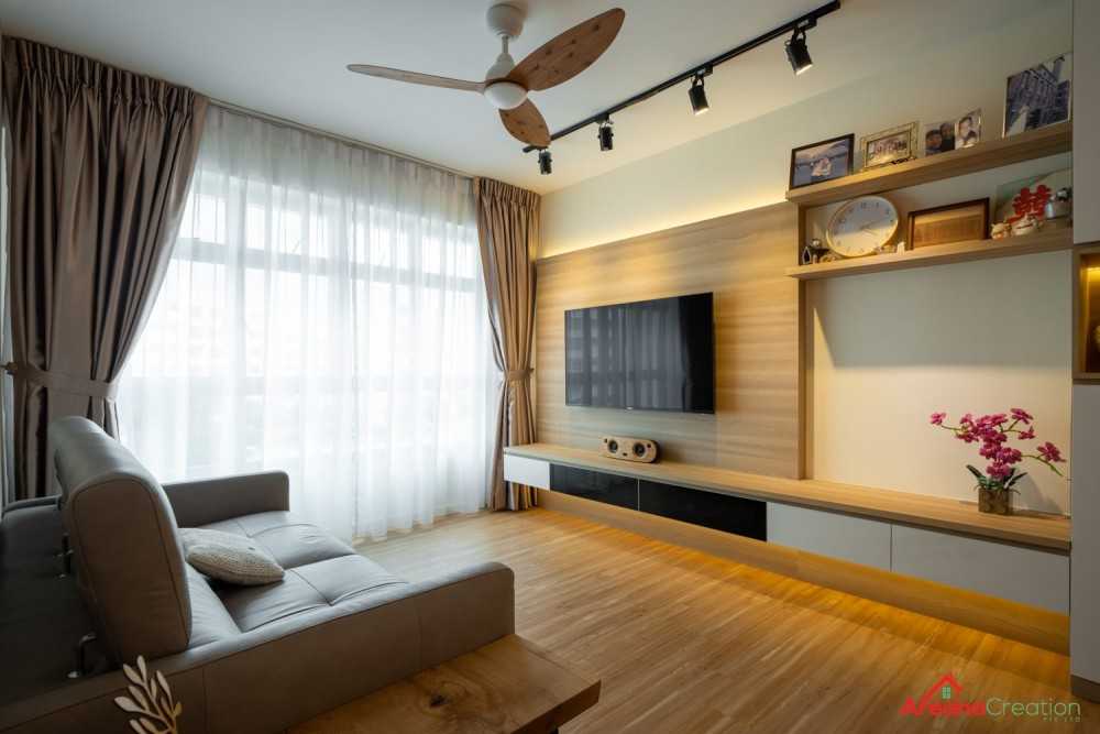 Scandinavian Living Room with Vinyl Flooring and Sofa