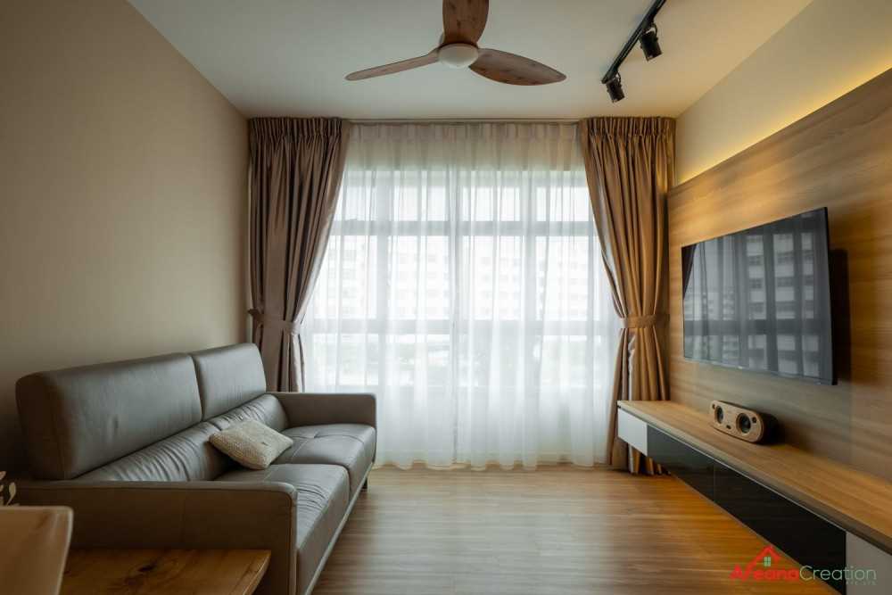 Scandinavian Living Room with Vinyl Flooring and Cove Lighting