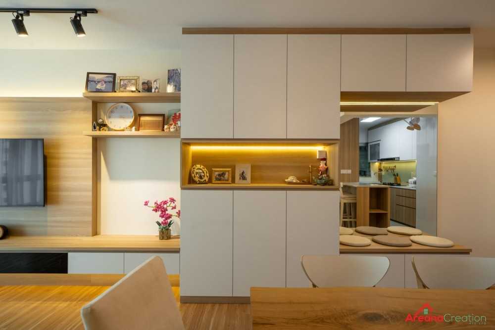 Scandinavian Living Room with Countertop and Vinyl Flooring